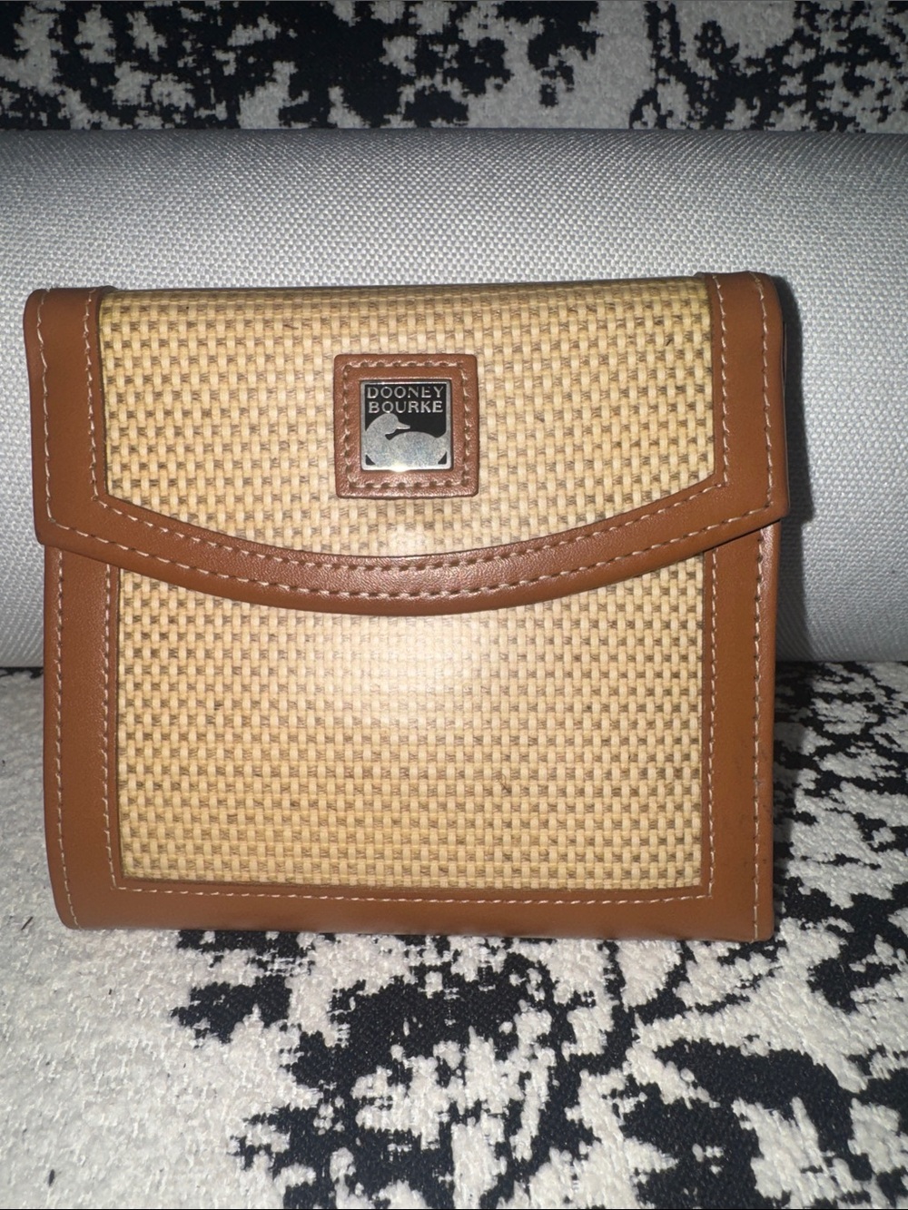 Dooney & Bourke Tan and Natural Woven Straw Look Vintage Wallet